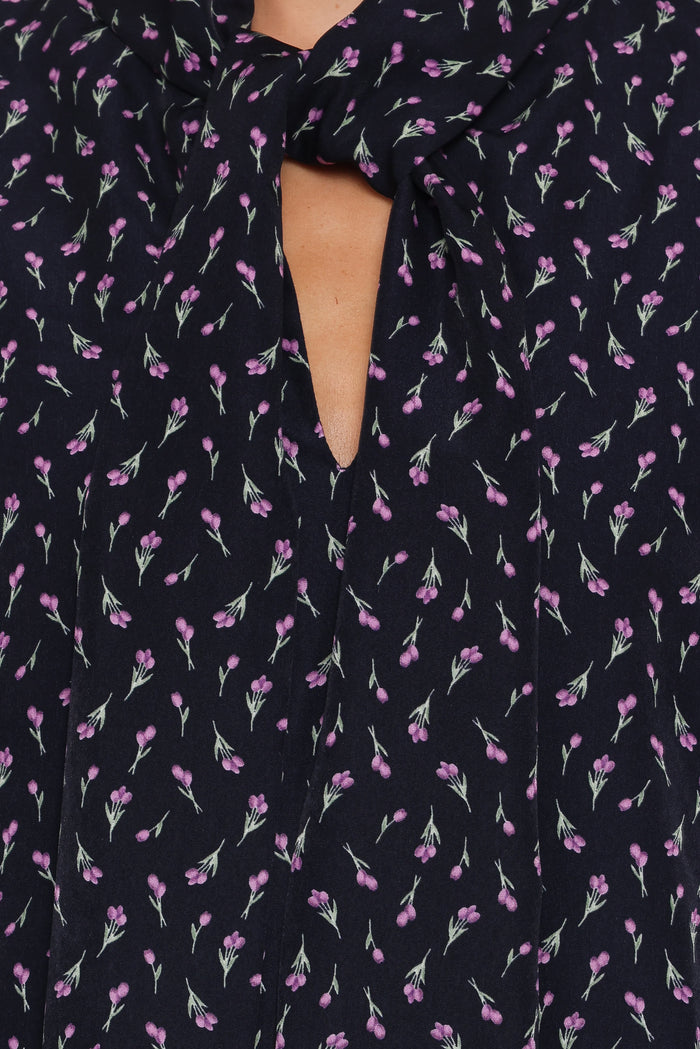 Petal and Pup USA DRESSES Baylie Long Sleeve Mini Dress - Navy Tulip Floral