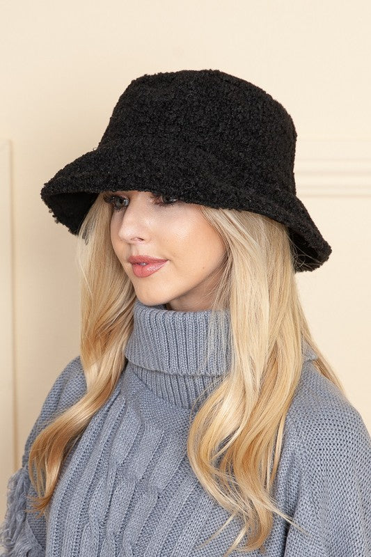 Black Reversible Sherpa Bucket Hat