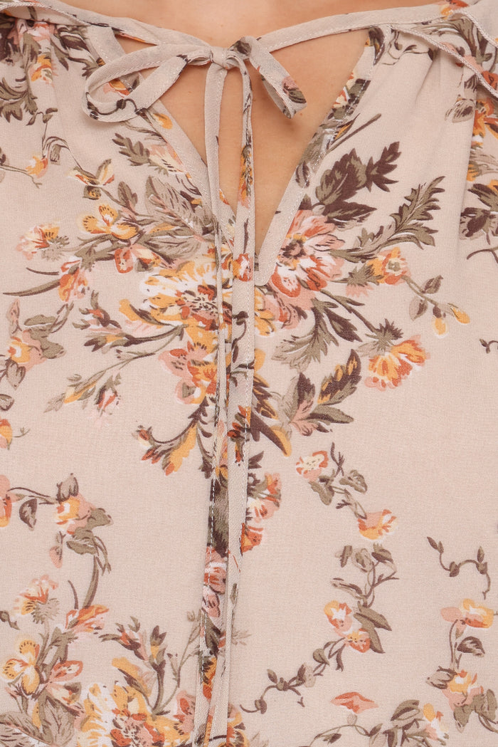 Petal and Pup USA TOPS Caecilia Frill Top - Beige Floral