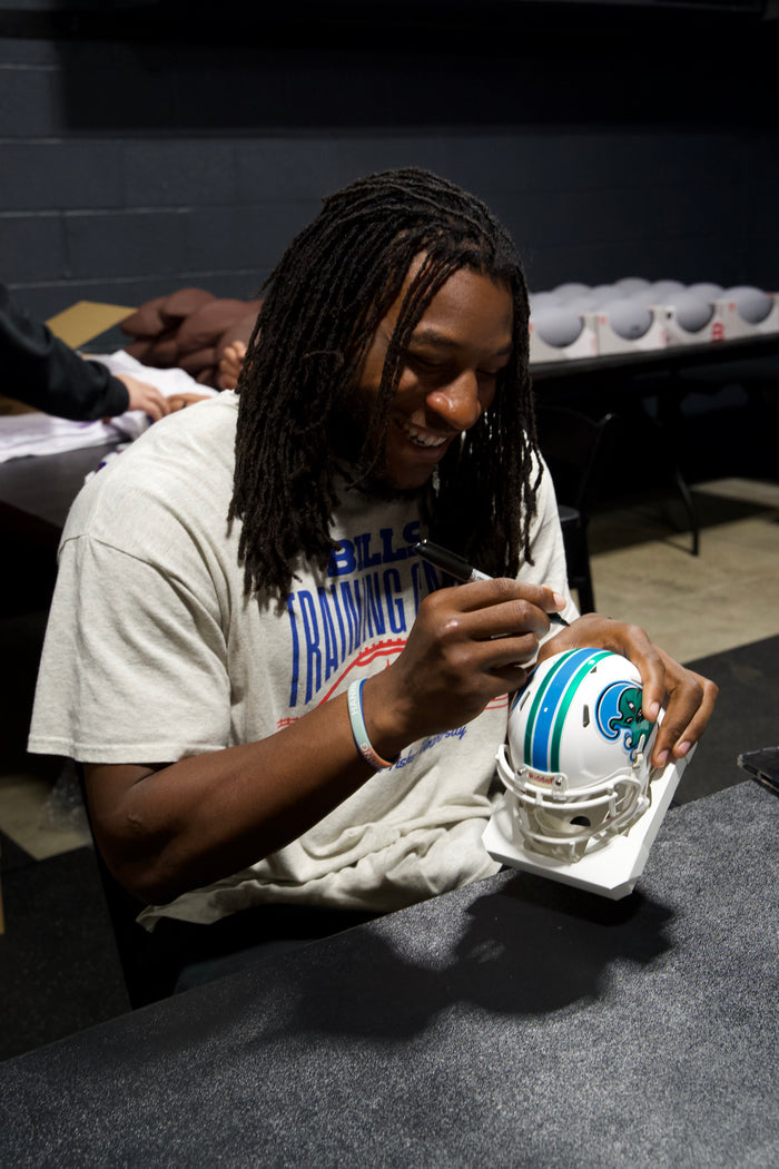 Dorian Williams Signed Tulane Angry Wave White Speed Mini Helmet