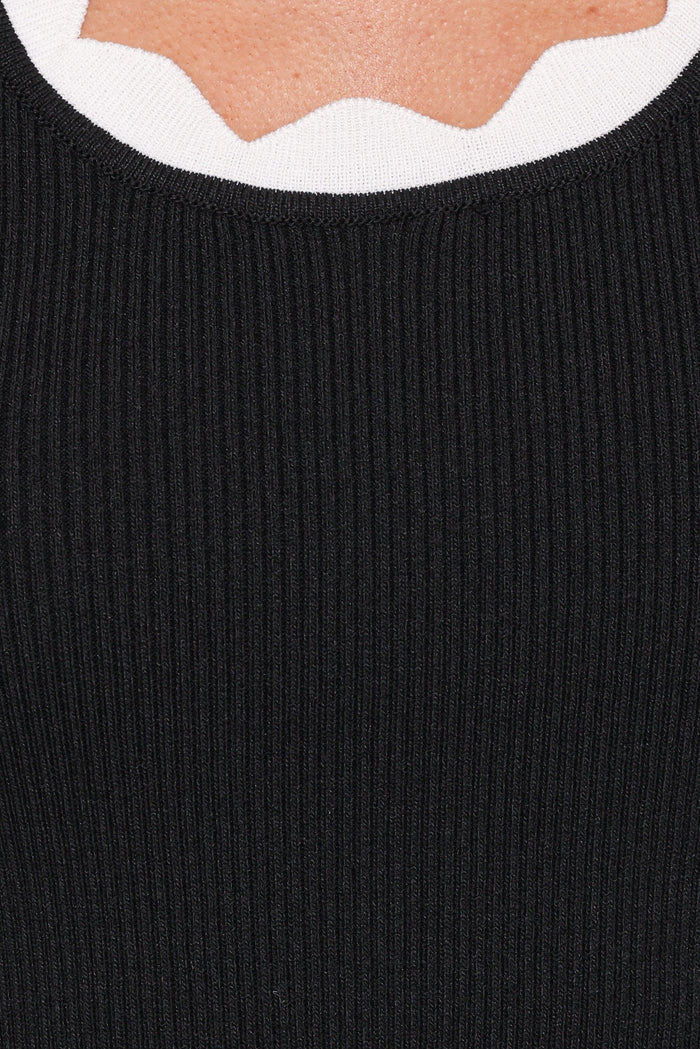 Petal and Pup USA TOPS Johnson Scalloped Trim Tank - Black White