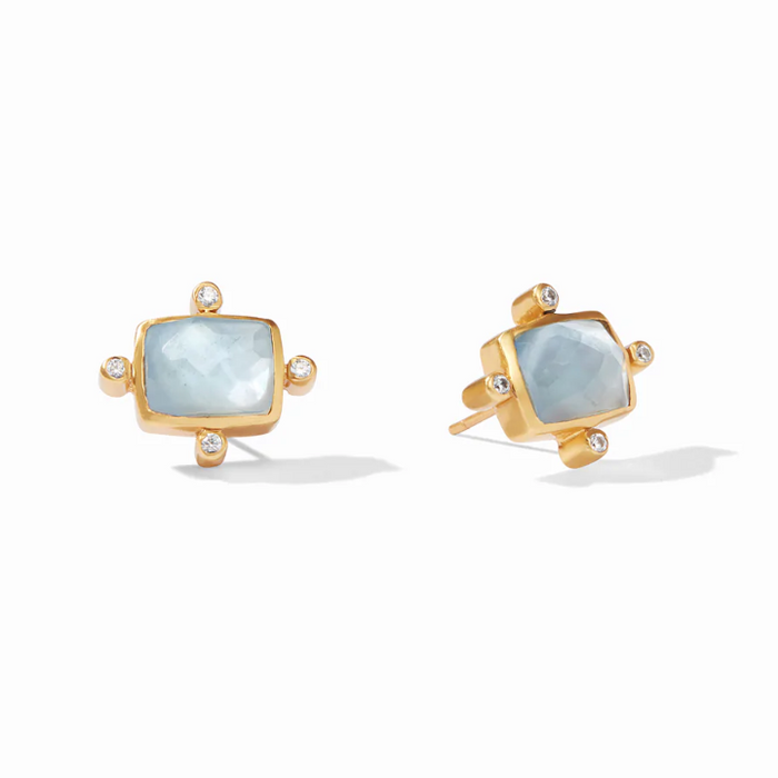 Julie Vos - Clara Stud Iridescent Chalcedony Blue