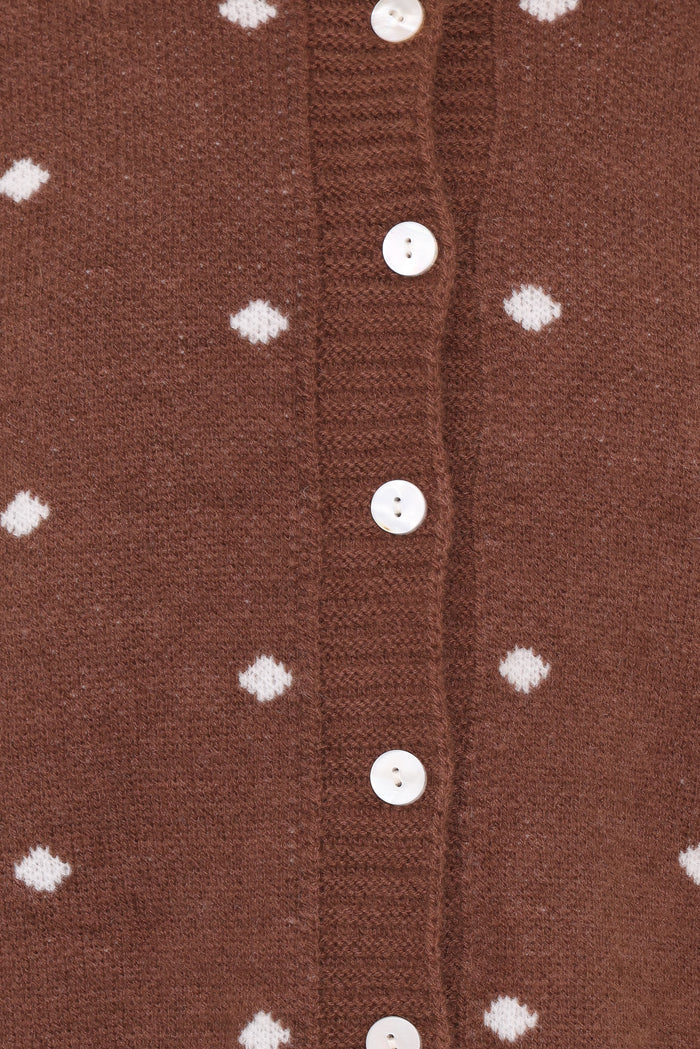 Petal and Pup USA KNITWEAR Karia Polka Dot Cardigan - Brown