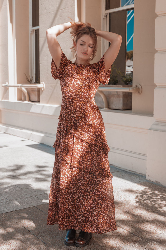 DRESSES Lorrie Maxi Dress - Brown Ditsy Floral