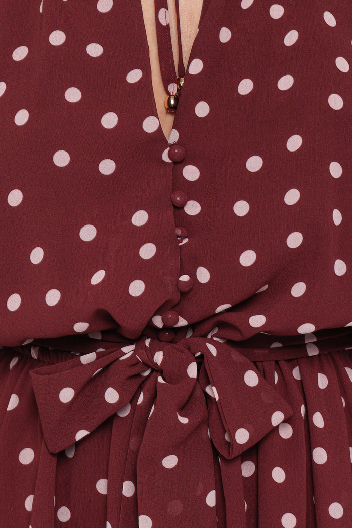 Petal and Pup USA PLAYSUITS Michelle Romper - Burgundy Polka Dot