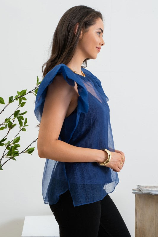 Nadine Organza Top (Navy)