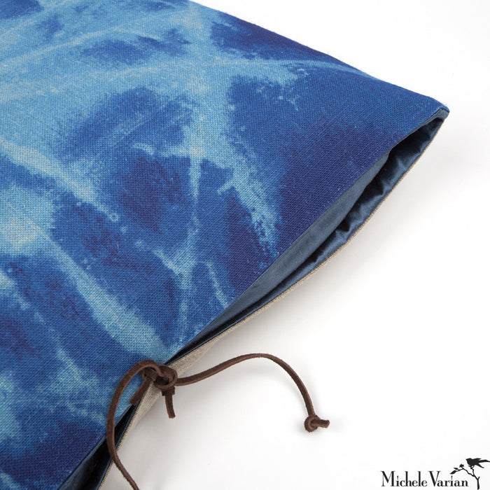 Printed Linen Pillow Starburst Blue 16x16