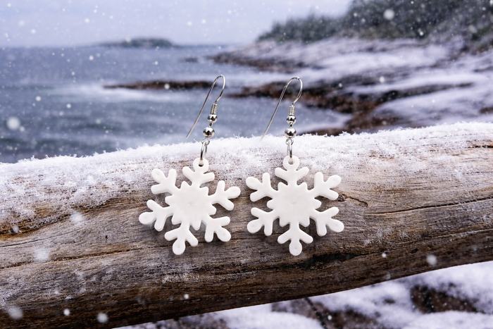 Resin Snowflake Glow in the Dark earrings