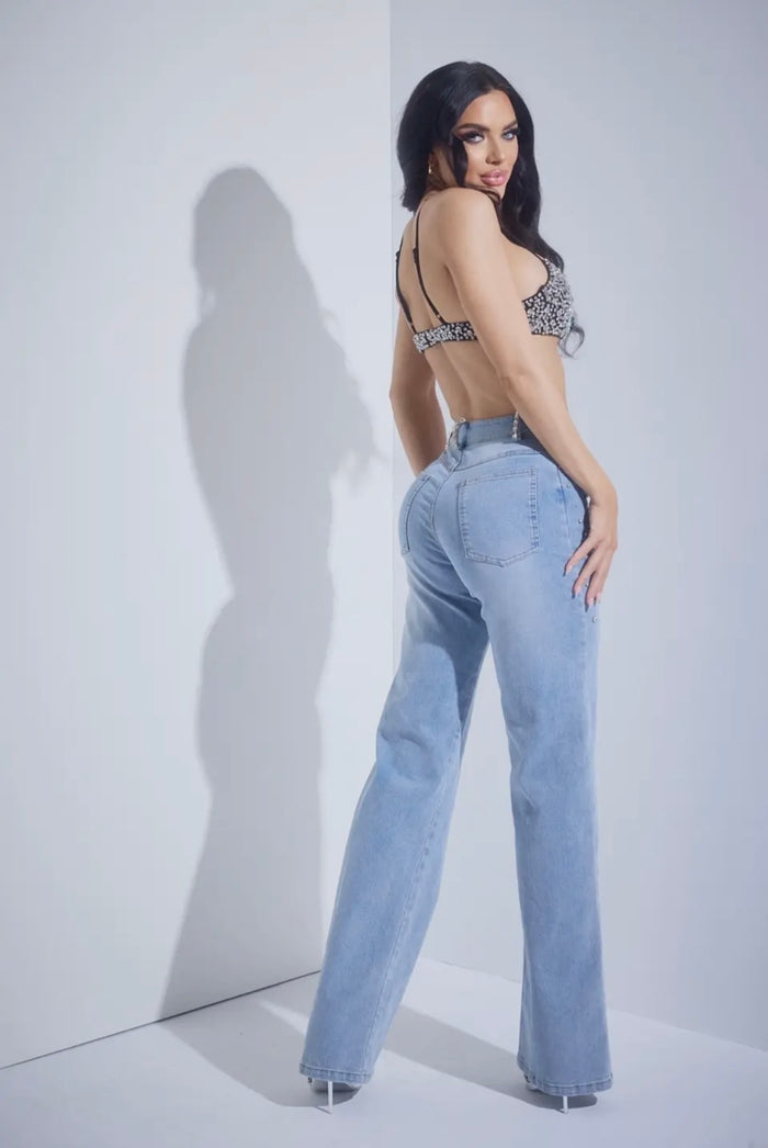 Rhinestone Embellished Jeans