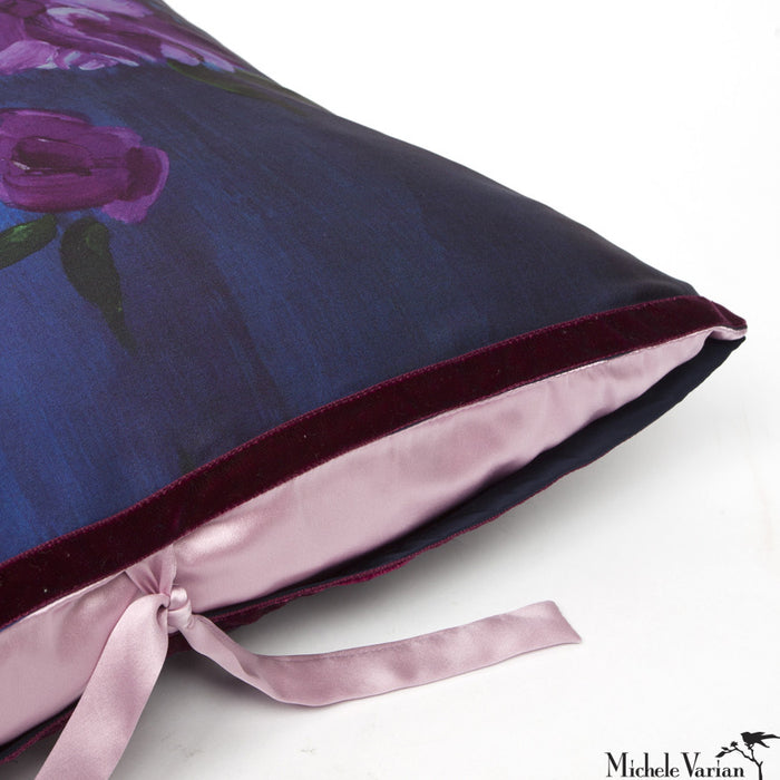 Silk Print Pillow Inky Floral 12x22