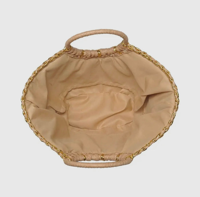 Straw Summer Top Handle Tote Bag