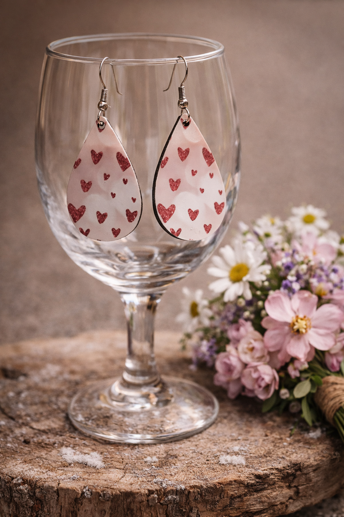 Wooden Heart Earrings