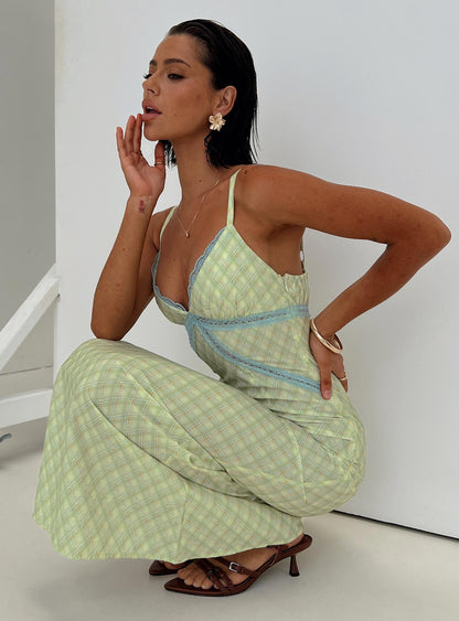Leabella Maxi Dress Green Check