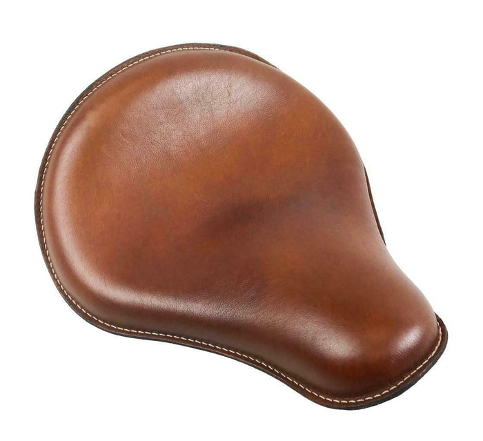 12x13" Spring Seat Chopper Harley Indian Scout Sportster Bobber Tan Leather - Mother Road Customs