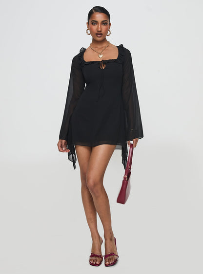 Revival Long Sleeve Mini Dress Black