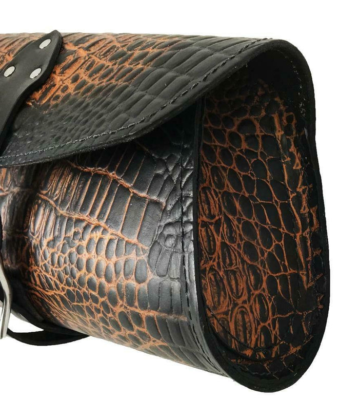 2015-2020 Indian Scout Bobber Swing Arm Saddle Bag Ant Brown Gator Leather MRC - Mother Road Customs