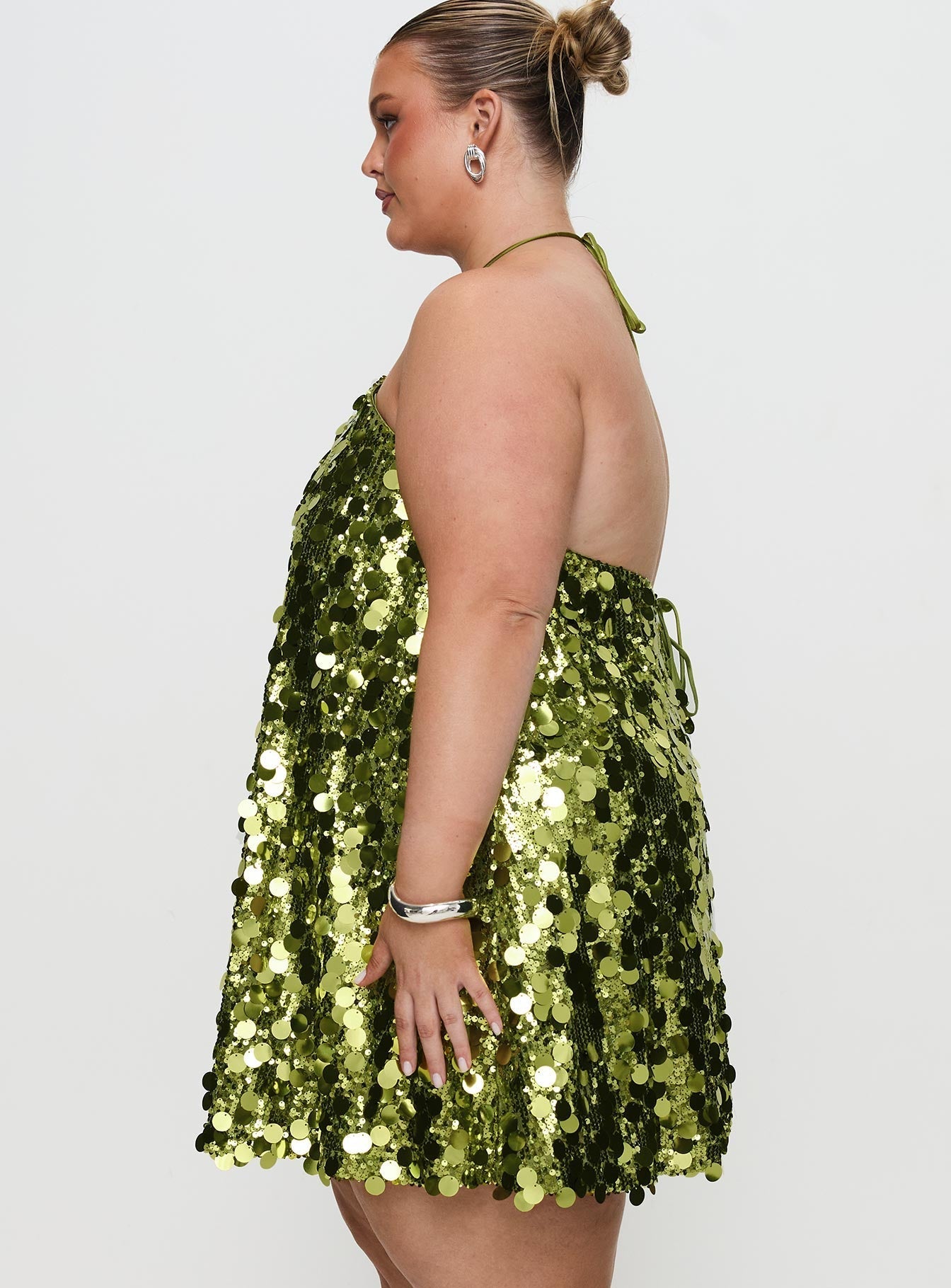 Fluorescents Halter Mini Dress Green Curve