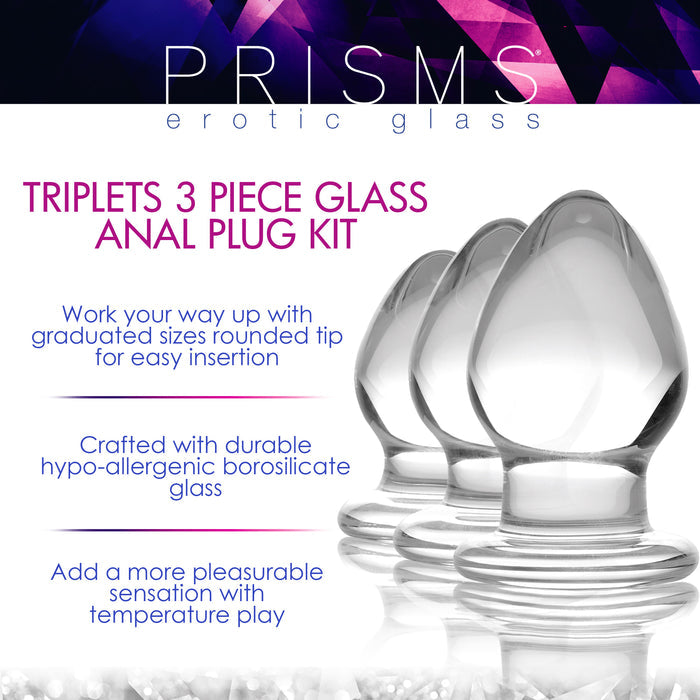 3 Piece Glass Anal Plug Kit