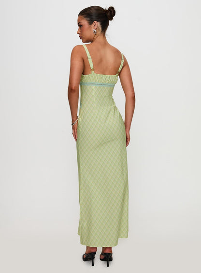Leabella Maxi Dress Green Check
