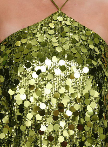 Fluorescents Halter Mini Dress Green Curve