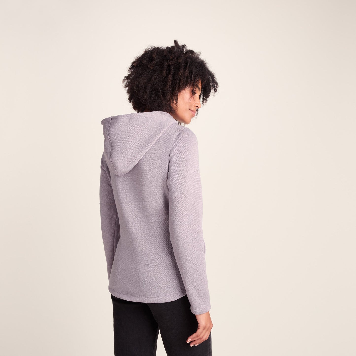 Acer Womens Oversized Supersoft Knitlook Fleece Hoody - Pale Lilac Marl