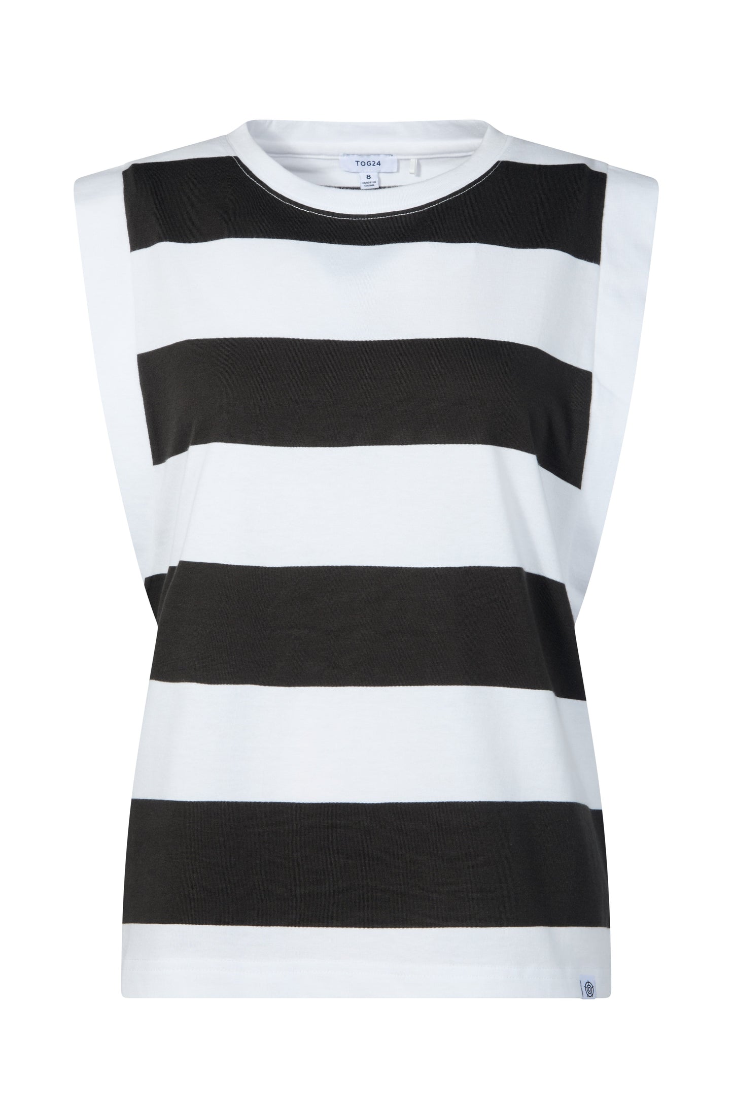 Aurelia Womens 100% Cotton Supersoft Boxy Fit Vest - Washed Black Stripe