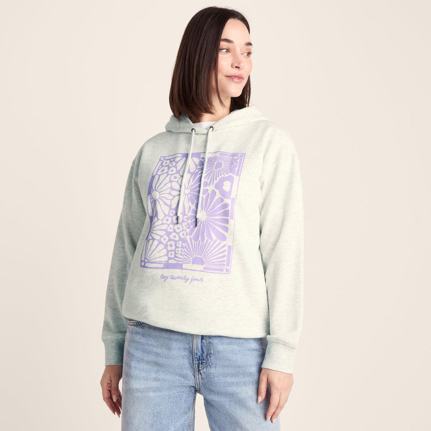 Ciara Womens Supersoft Relaxed Fit Hoody - Ice Grey Marl