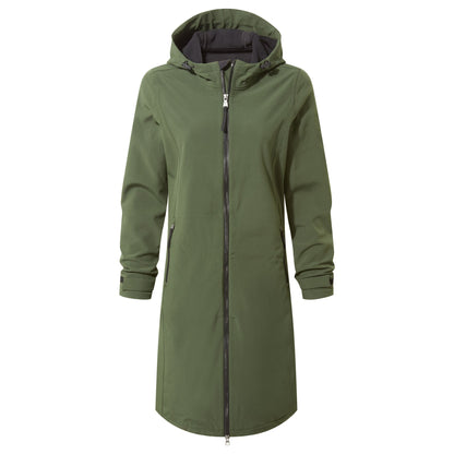 Enya Womens Longline Waterproof Softshell Jacket - Dark Green