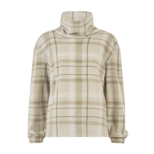 March Womens Relaxed Fit Microfleece Pullover - Simply Taupe Check