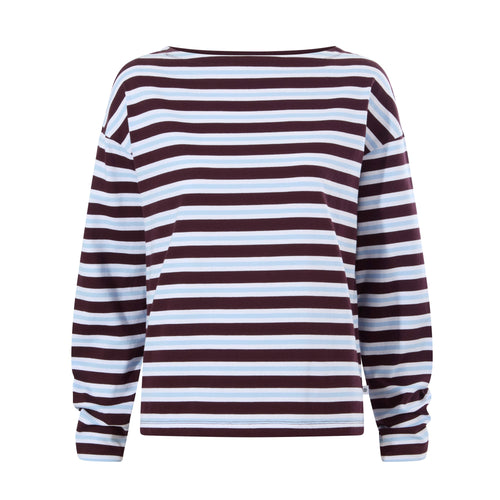 Misty Womens Supersoft Cotton Striped Boat Neck T-Shirt - Huckleberry Stripe