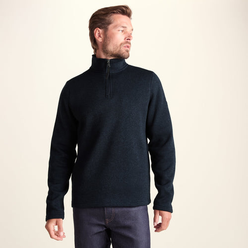 Pearson Mens Knitlook Quarter Zip Fleece - Dark Indigo Marl