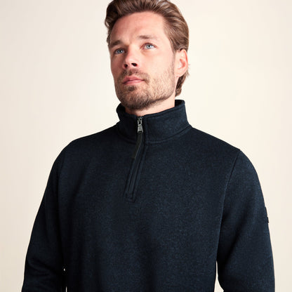Pearson Mens Knitlook Quarter Zip Fleece - Dark Indigo Marl