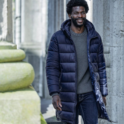 Barnby Mens Long Padded Jacket - Dark Indigo
