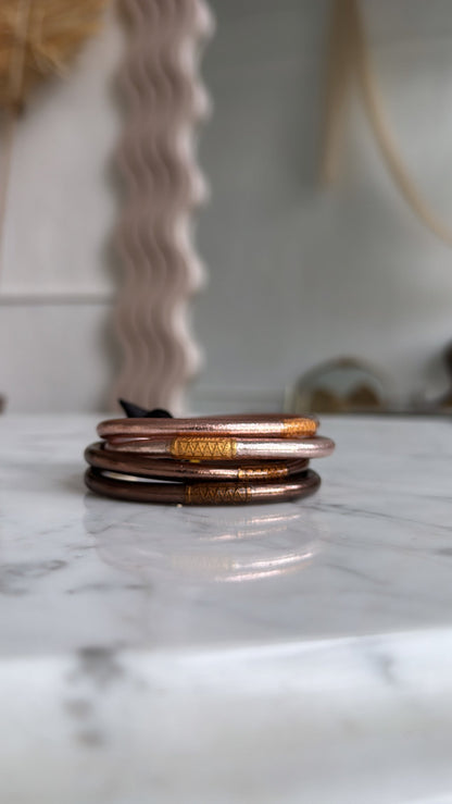 BuDhaGirl: Fawn All Weather Bangle(set of 4)- Serenity Prayer