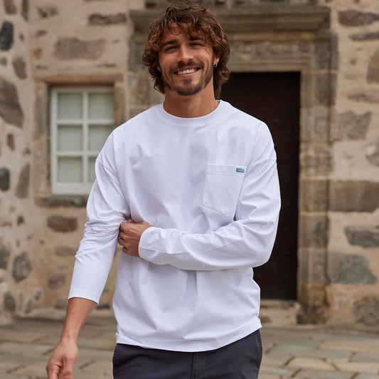 Formby Mens Relaxed Fit Long Sleeve Supersoft Jersey T-Shirt - Optic White