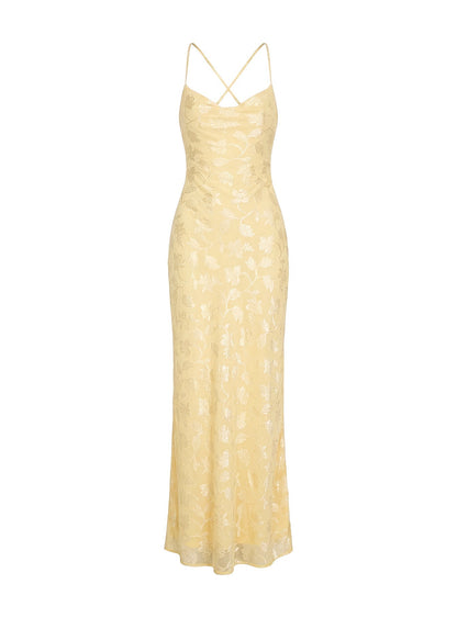 Celena Maxi Dress Lemon Burnout