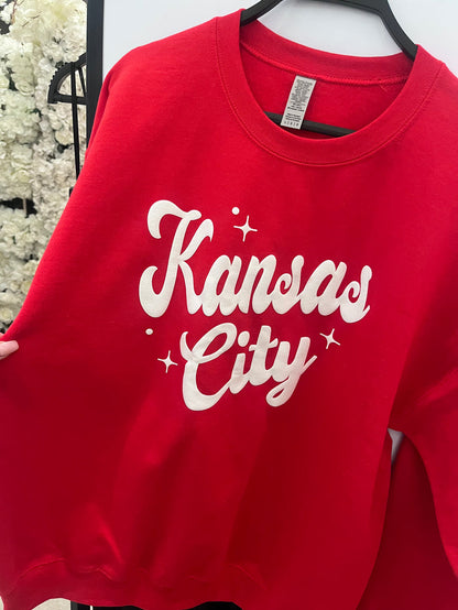 Retro Kansas City Crewneck Sweater (White Puff)