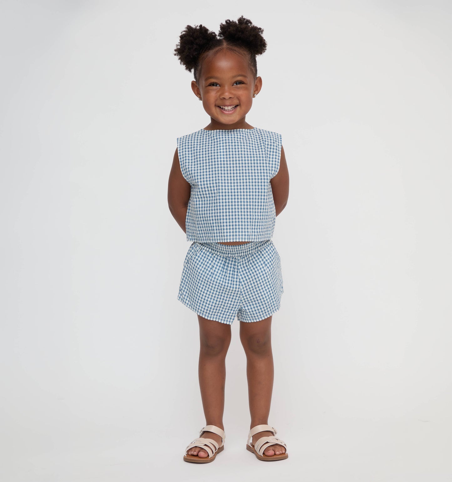 The Tiny Dylan Short Set - Lagoon Gingham