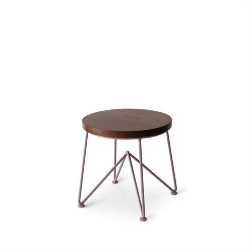 Walnut Stool with Mauve Base