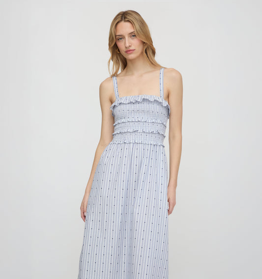The Analise Nap Dress - Blue Swiss Dot