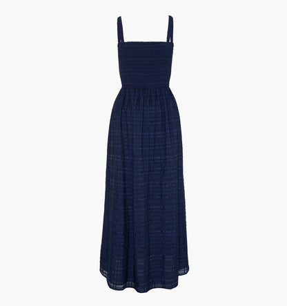 The Anita Nap Dress - Navy Sheer Plaid