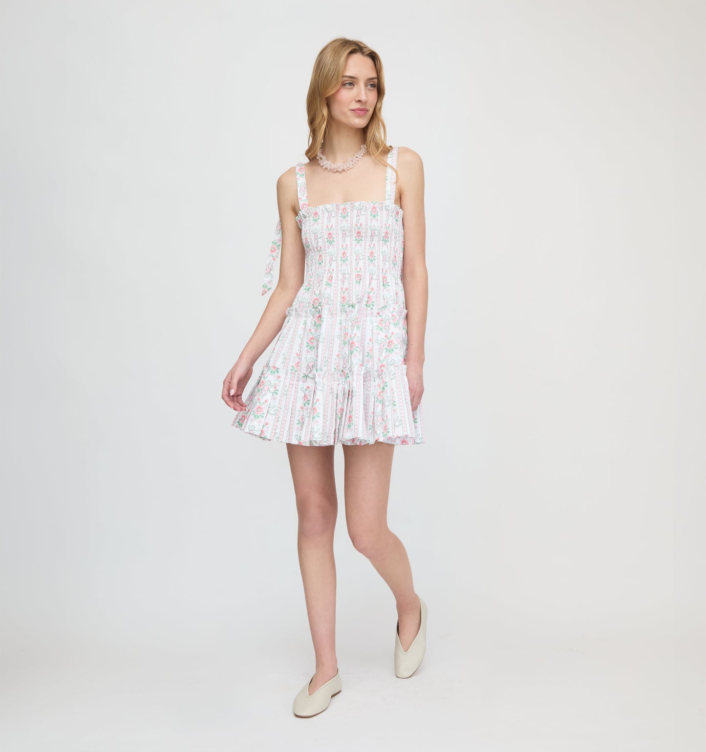 Roller Rabbit x Hill House The Ribbon Charlotte Nap Dress - Pink Monkey Block Stripe