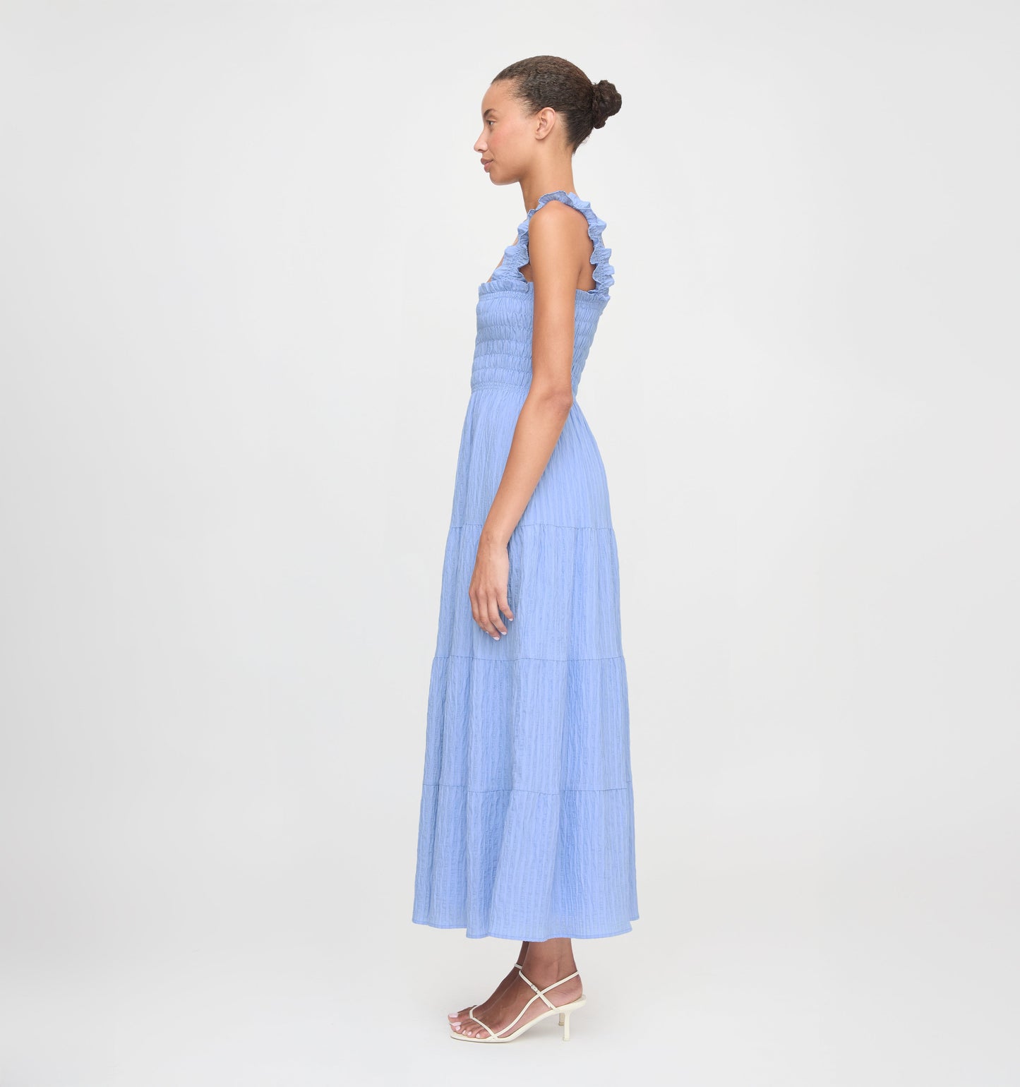 The Kimmy Nap Dress - Bluebird Tonal Seersucker