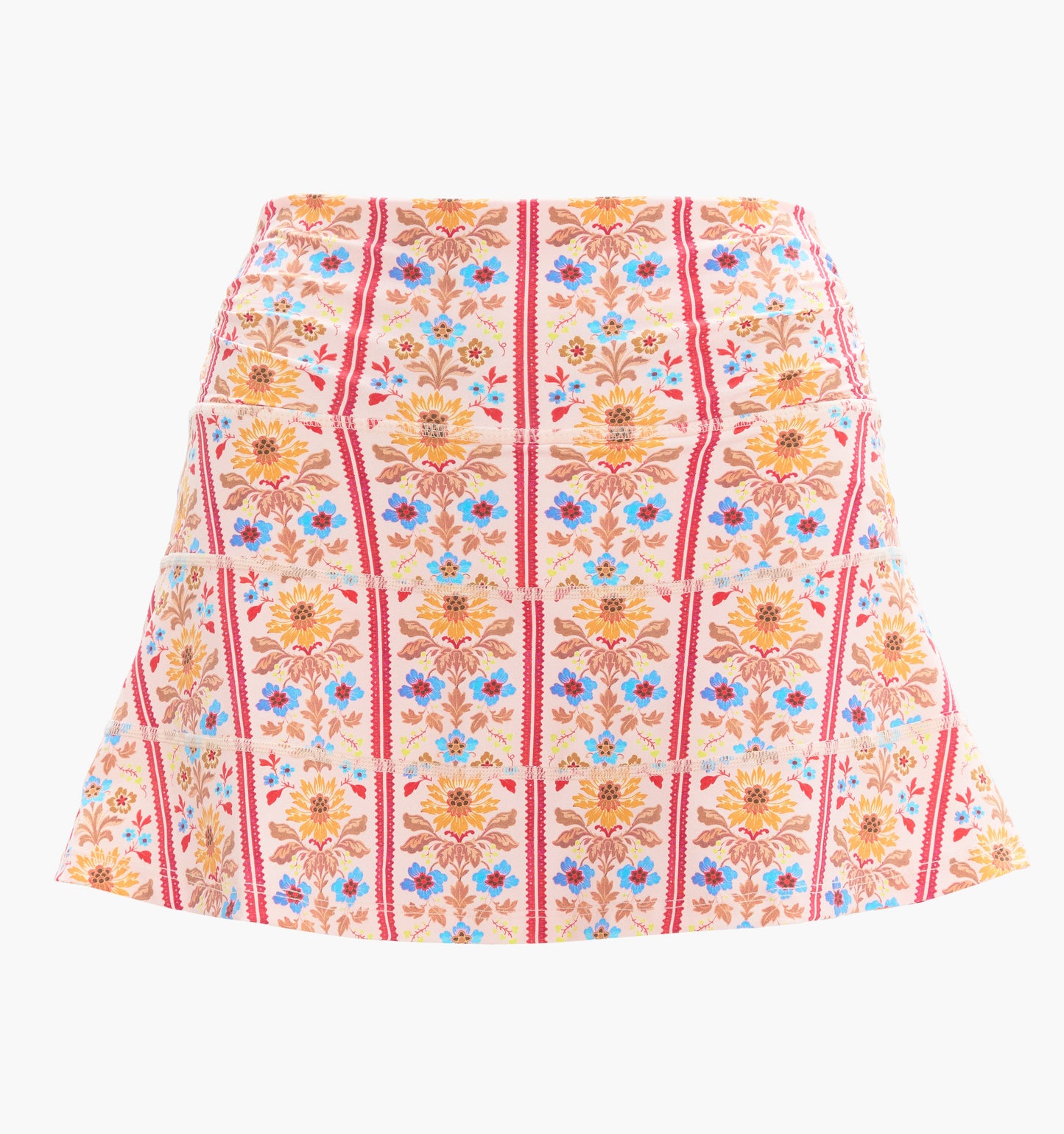 The Riley Pool Skirt - Pink Floral Block Stripe