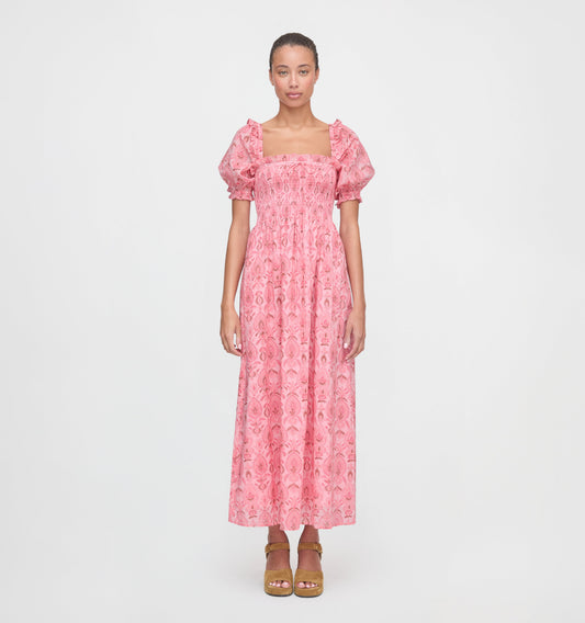 The Scarlett Nap Dress - Pink Palm Ikat
