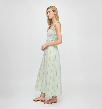The Azalea Maxi Nap Dress - Green Jacquard Stripe