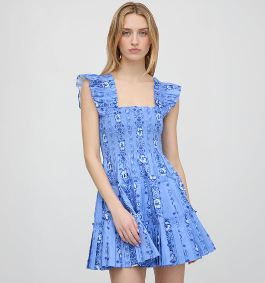 The Charlotte Nap Dress - Blue Arcadia Border