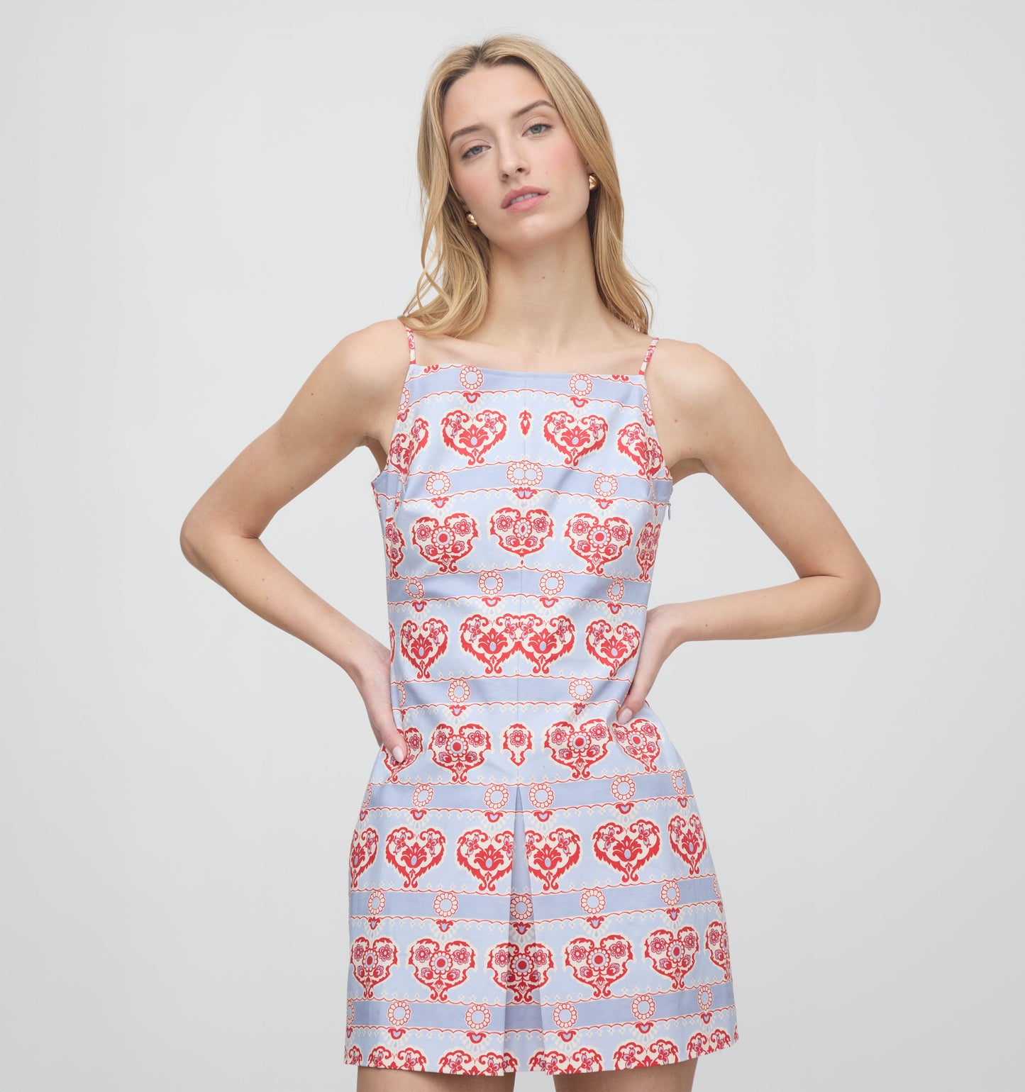 The Fae Dress - Poppy Damask Stripe