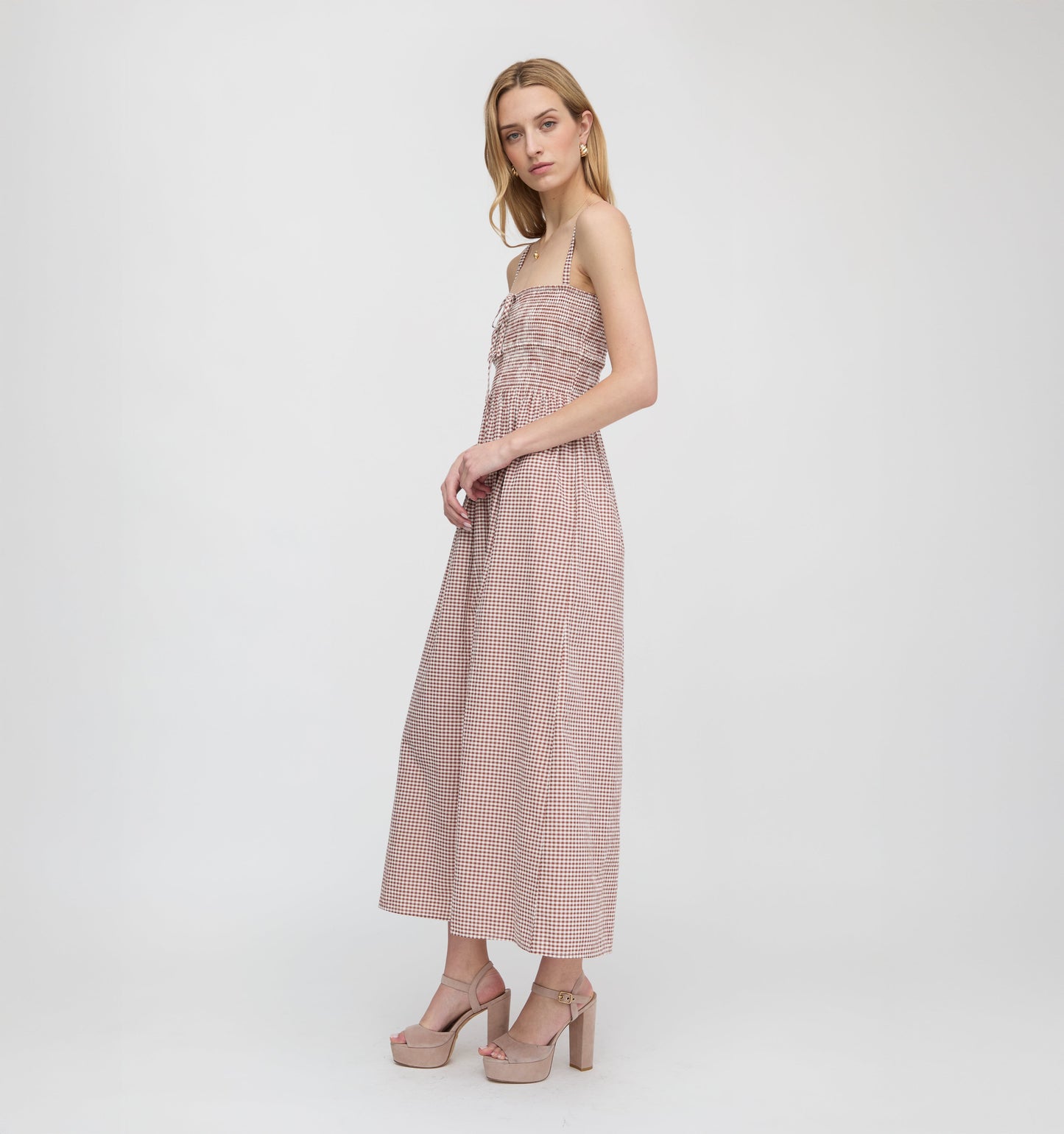 The Larissa Nap Dress - Cognac Gingham