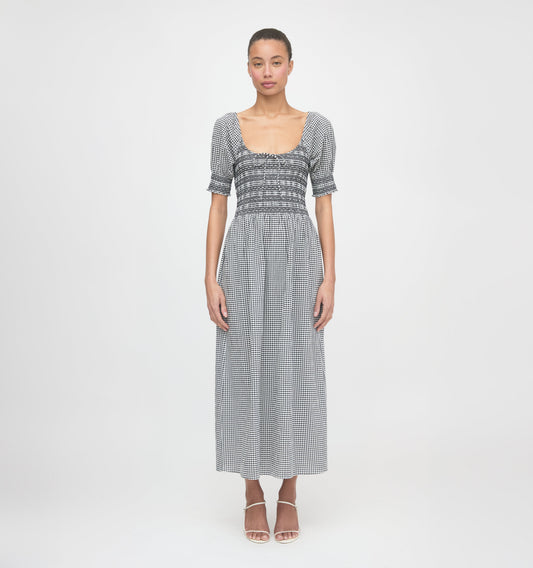 The Madeline Nap Dress - Black/Sand Gingham